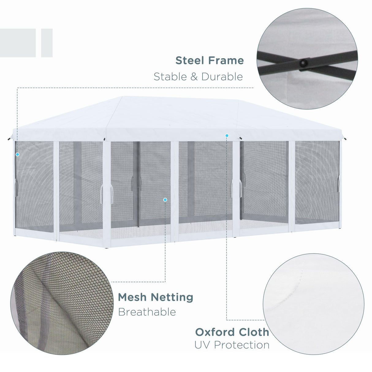 Outsunny 10' x 20' Pop Up Canopy Tent with Netting, Heavy Duty Large Party Tent, Instant Sun Shelter with Carry Bag for Backyard Garden Patio, Cream White Outsunny