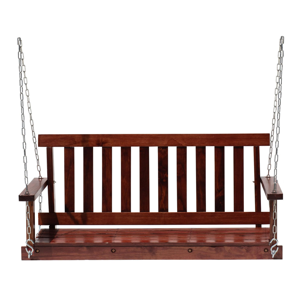 Wooden Porch Swing Chair, 4 FT Patio Swing Seat Hanging Chair Outdoor, Waterproof Swinging Chair Backyard Swings for Adults/Kids, Bench Swings for Outside, w/Mounting Chains, 800 lbs Capacity BORGEBY