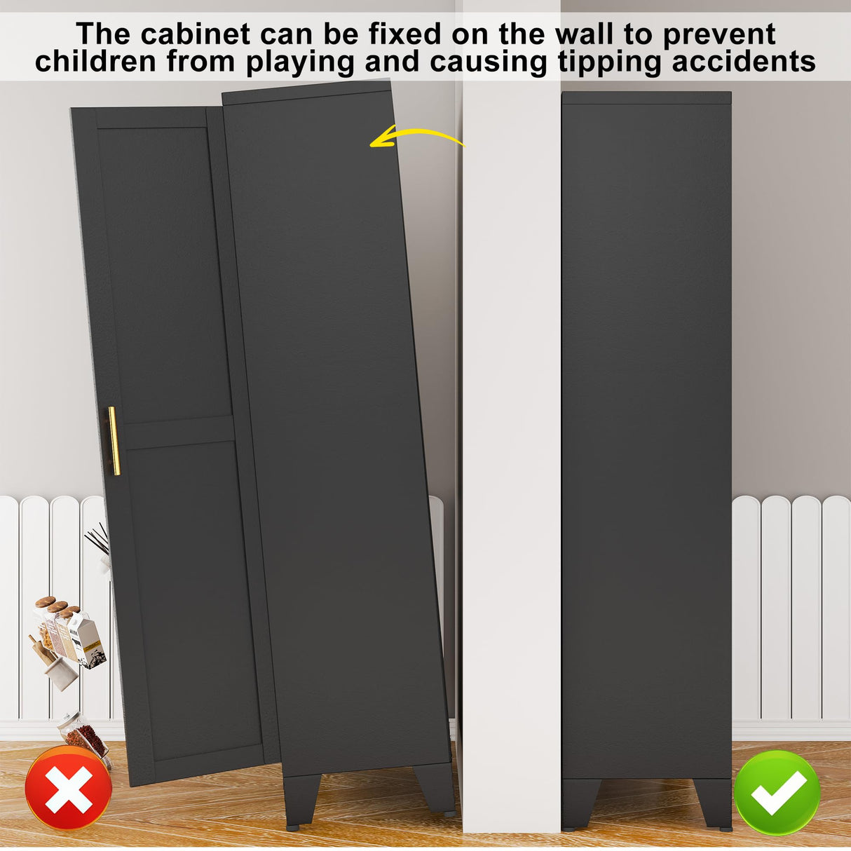 erosoei Metal Pantry Storage Cabinet, Kitchen Storage Cabinets with Adjustable Feet and Shelves, Pantry Cabinet for Kitchen, Living Room, Laundry Room and Dinning Room erosoei