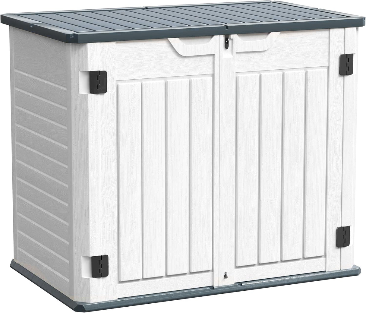 UDPATIO Outdoor Storage Cabinet 35 Cu Ft, Resin Horizontal Outdoor Trash Can Storage Box Lockable Shed 4 x 2 ft for Garbage, Garden Tools, Lawn Mowers UDPATIO