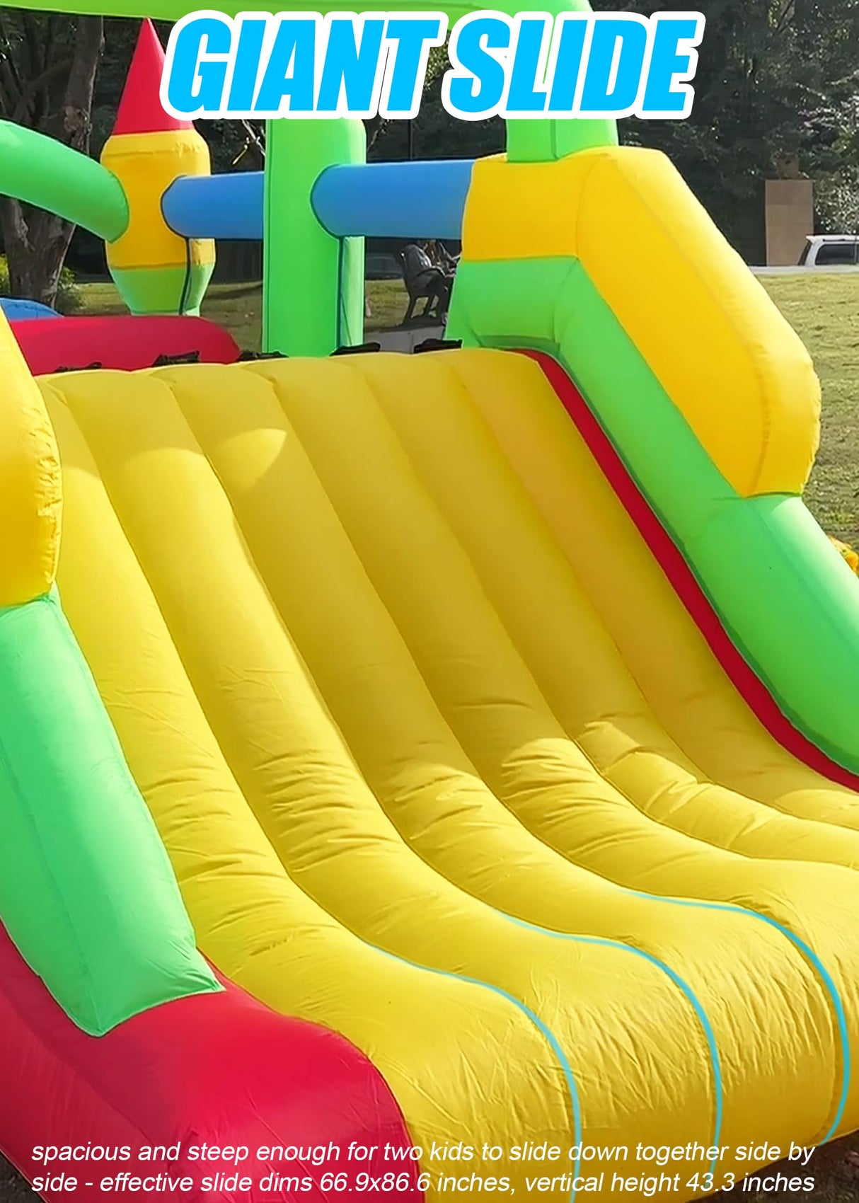 Whubefy Inflatable Bounce House Obstacle Course for Big Kids 3-6 8-12 with Large Slide, Racing Crawl Tunnels, Giant Bouncy Castle with 680W Blower for Backyard Outdoor 18.0x8.2x6.6 ft Whubefy