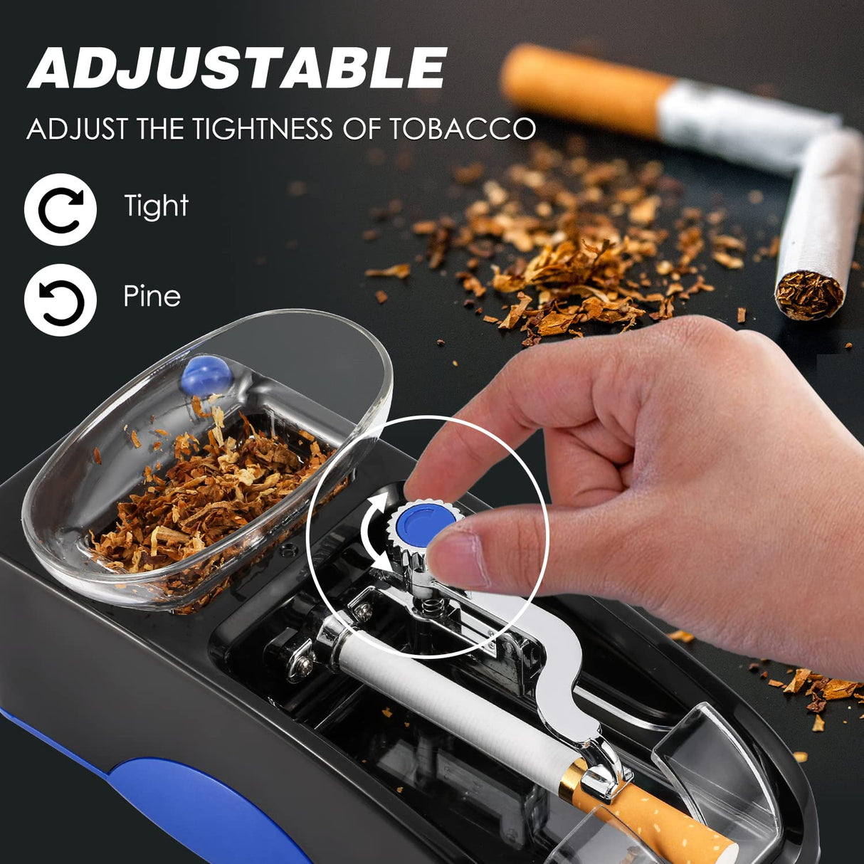 NEWTRY Cigarette Rolling Machine, Automatic Roller, Electric Mini Tobacco Injector(Blue) NEWTRY