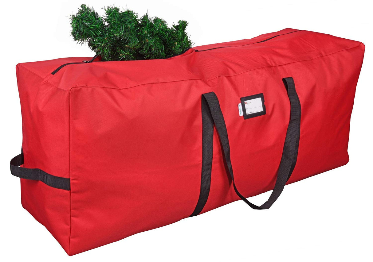 Primode Christmas Tree Storage Bag | Fits Up to 9 Ft. Tall Disassembled Tree | 25" Height X 20" Wide X 65" Long | Durable 600D Oxford Material | Heavy Duty Xmas Storage Container (Red) Primode