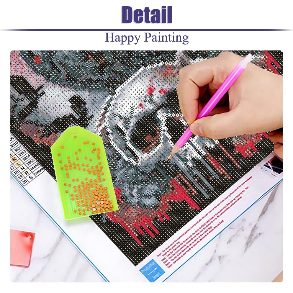 Mrnsiet Halloween Diamond Painting Kits for Adults, 5D Crow Diamond Painting for Beginner, DIY Full Drill Skull Diamond Art Kits for Home Wall Decor 12 x 16 Inch Mrnsiet