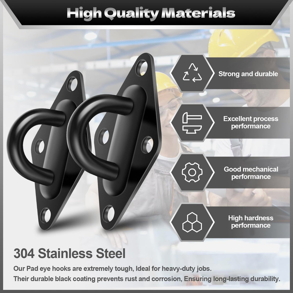 Hammock Hooks Hanging kit- Hammock Hooks Heavy Duty with 4Pcs M10 304 Stainless Steel Pad Eye Hooks, 4Pcs 10MM Snap Hooks,16Pcs Heavy-Duty Screws- Hammock hook for Wall/Ceiling Mount Indoor & Outdoor XIEKRAB