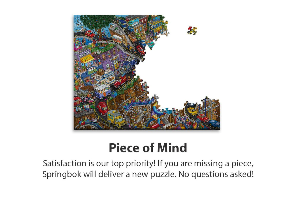 Springbok - Getting Away - 1000 Piece Jigsaw Puzzle- Cartoon Illustration of Transportation to Challenge Your Brain Springbok