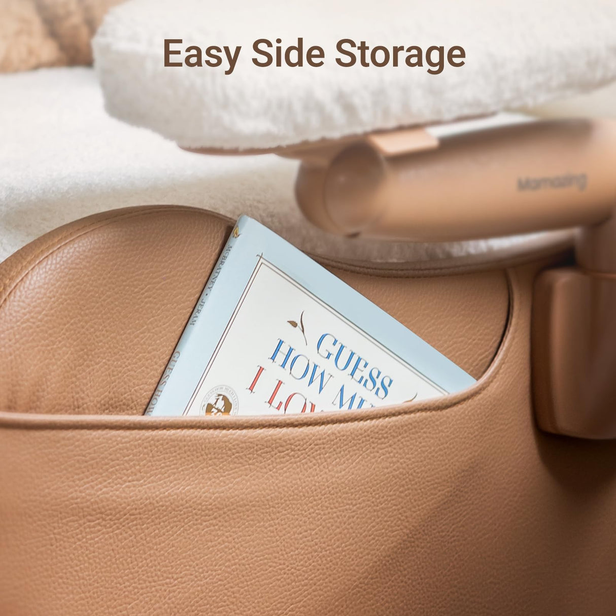 MAMAZING Nursery Rocking Chair Glider with Adjustable Armrests for Breastfeeding, Upholstered Nursing Chair with Removable Cover for Mom and Baby(Brown/Beige) MAMAZING