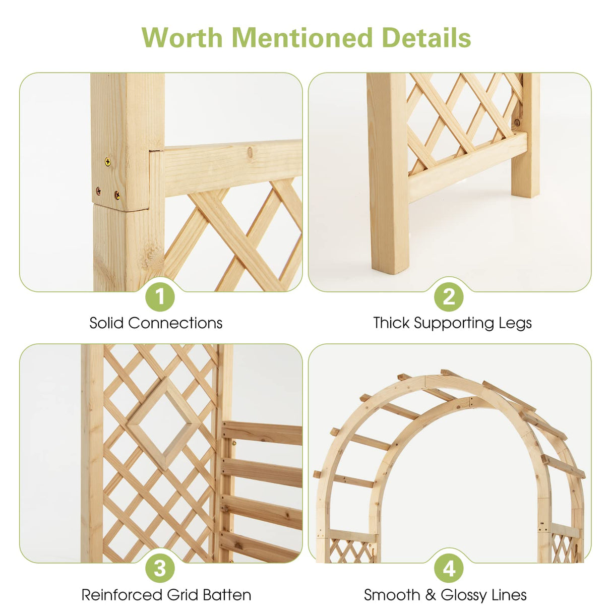 Tangkula 81.5 Inch Wooden Arch with 2 Person Bench, Garden Arbor with Trellis for Climbing Plants, Fir Wood Outdoor Decoration Garden Archway for Vines, Flowers, Wedding, Bridal Party, Ceremony Tangkula