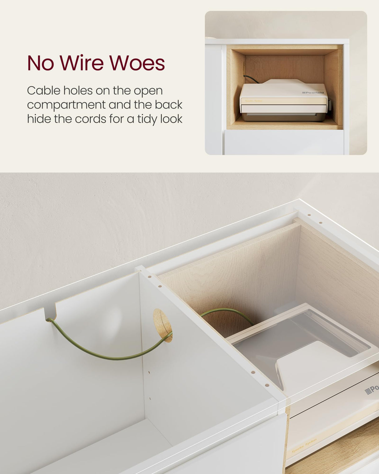 VASAGLE Sideboard, Buffet Cabinet with Doors and Height Adjustable Shelf, 3 Drawers, Open Compartment, Modern, 15.7 x 40.7 x 33.5 Inches, for Living Room, Kitchen, Study, Cloud White UBBK273W11 VASAGLE