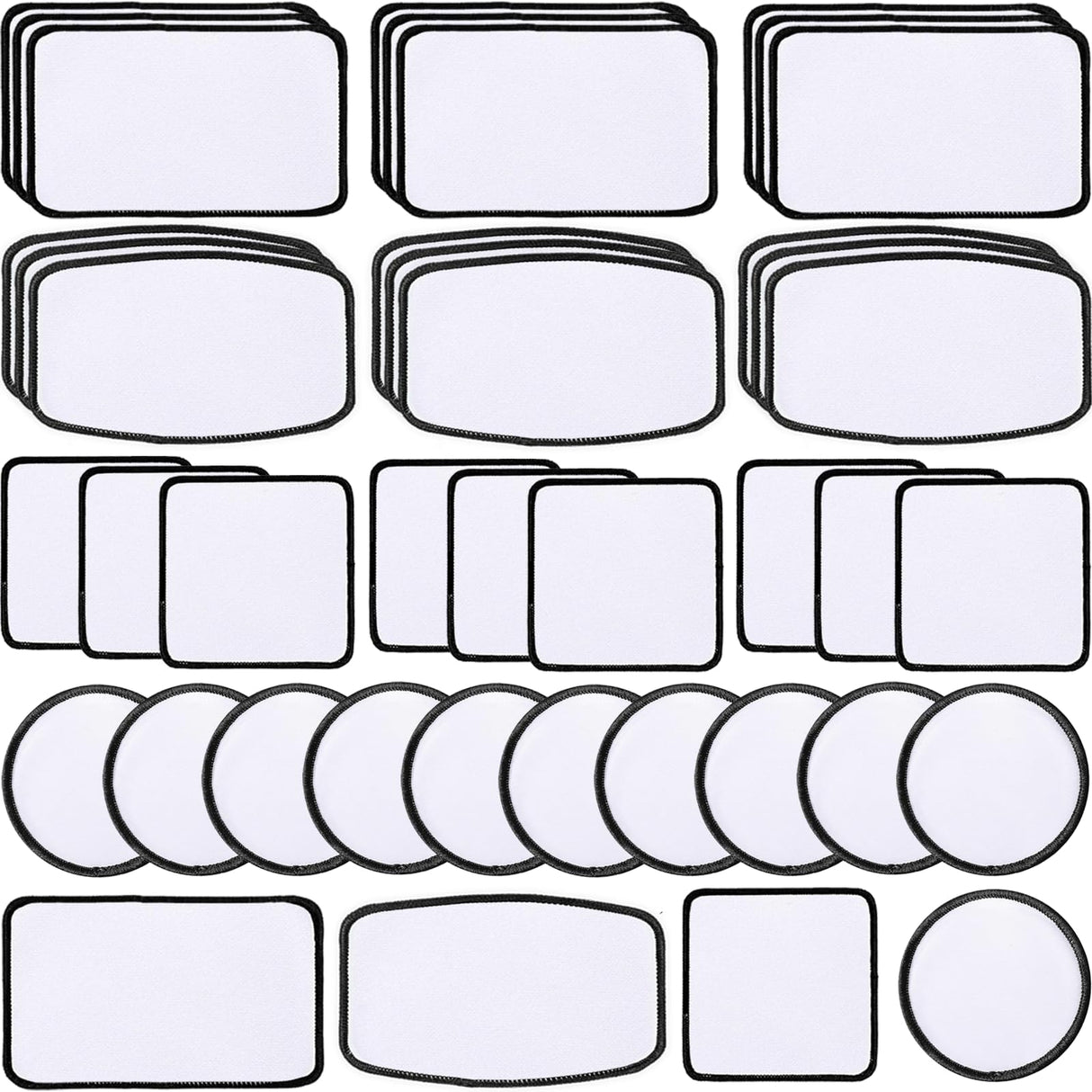 iFForce 40 PCs Sublimation Blanks Patches - Large Iron-on Patch with Black Border - Exquisite Fabric Patches for DIY Hats Backpack T-Shirt Project (Mixed) iFForce