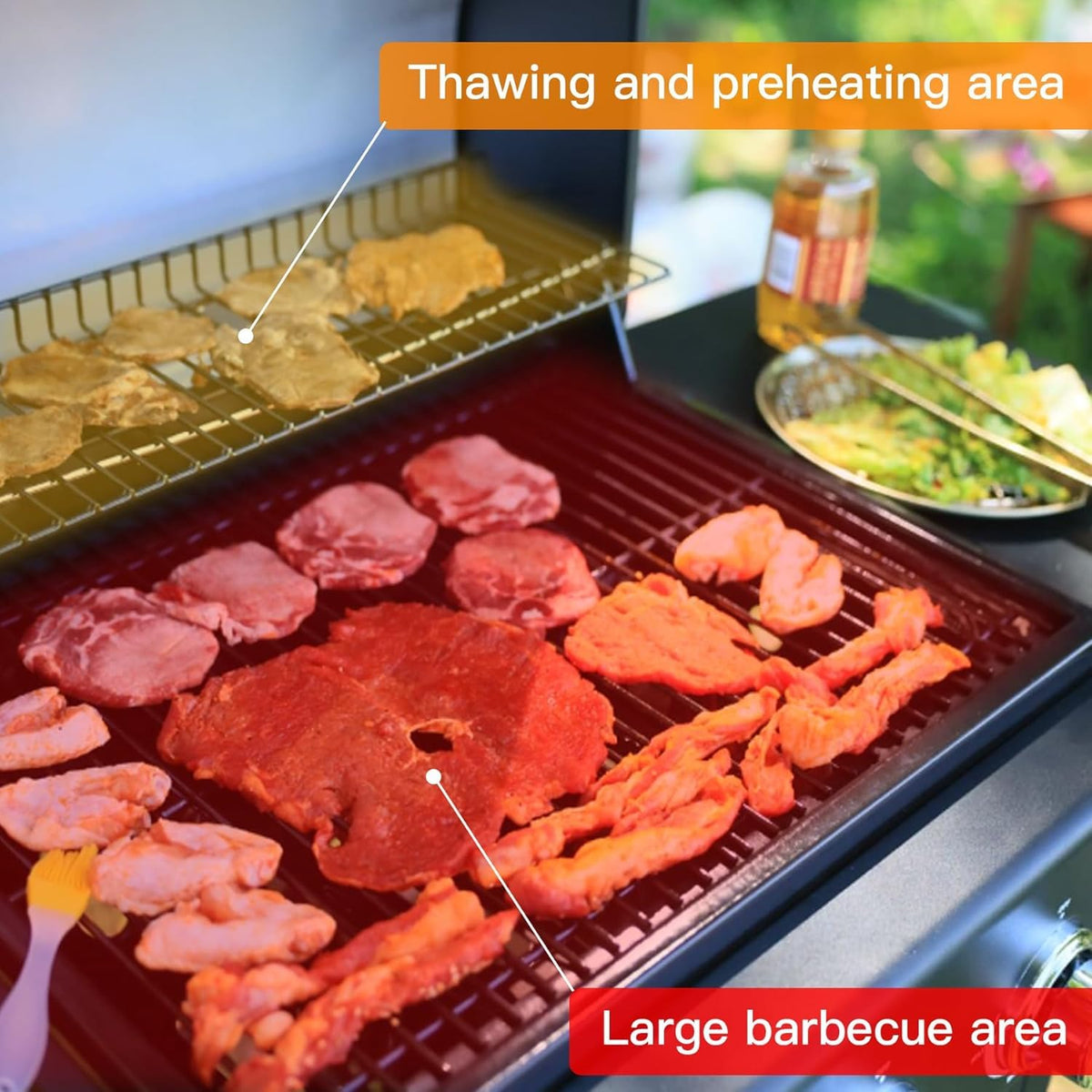 LINGXI grill gas 3-Burner Propane Grill, Gas Grill with front hanging basket, 30000 BTU barbecue grill,gas bbq suitable for Backyard, Outdoor, Patio, Garden.Outside grill. LINGXI