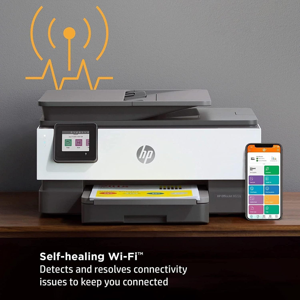HP OfficeJet 8022e All-in-One Color Inkjet Wireless Printer Scanner Copier with 6-months Instant Ink Included Phone Computer Printers for Home Use Two-Sided Printing Scanning 1K7K6A (Renewed Premium) HP