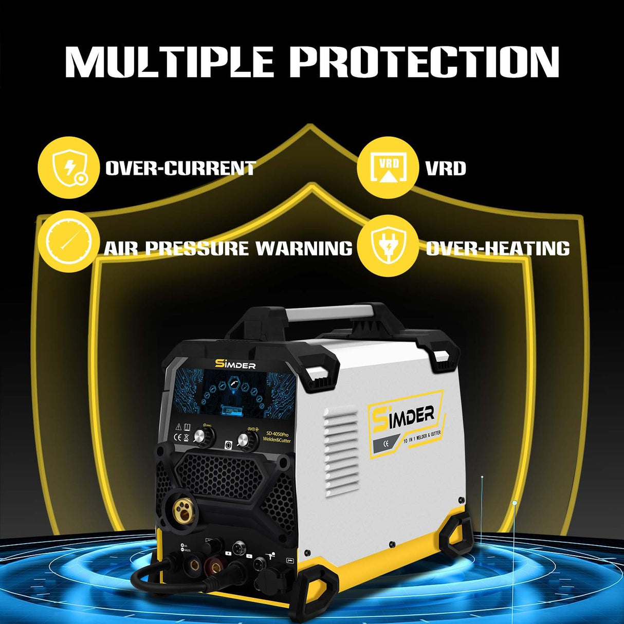 SSIMDER Aluminum MIG Welder Pulse MIG/MAG/HF TIG/Stick/Pilot ARC Plasma Cutter 200A Welding Machine SD4050Pro 10 in 1 Welder Cutter Combo S SIMDER