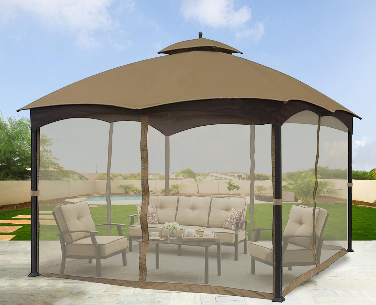 SCOCANOPY Beige 10' x 12' Gazebo Privacy Curtain Set for Lowe's Allen Roth 10X12 Gazebo Model #GF-12S004B-1 / GF-12S004BTO/ TPGAZ17-002 - WoodArtSupply