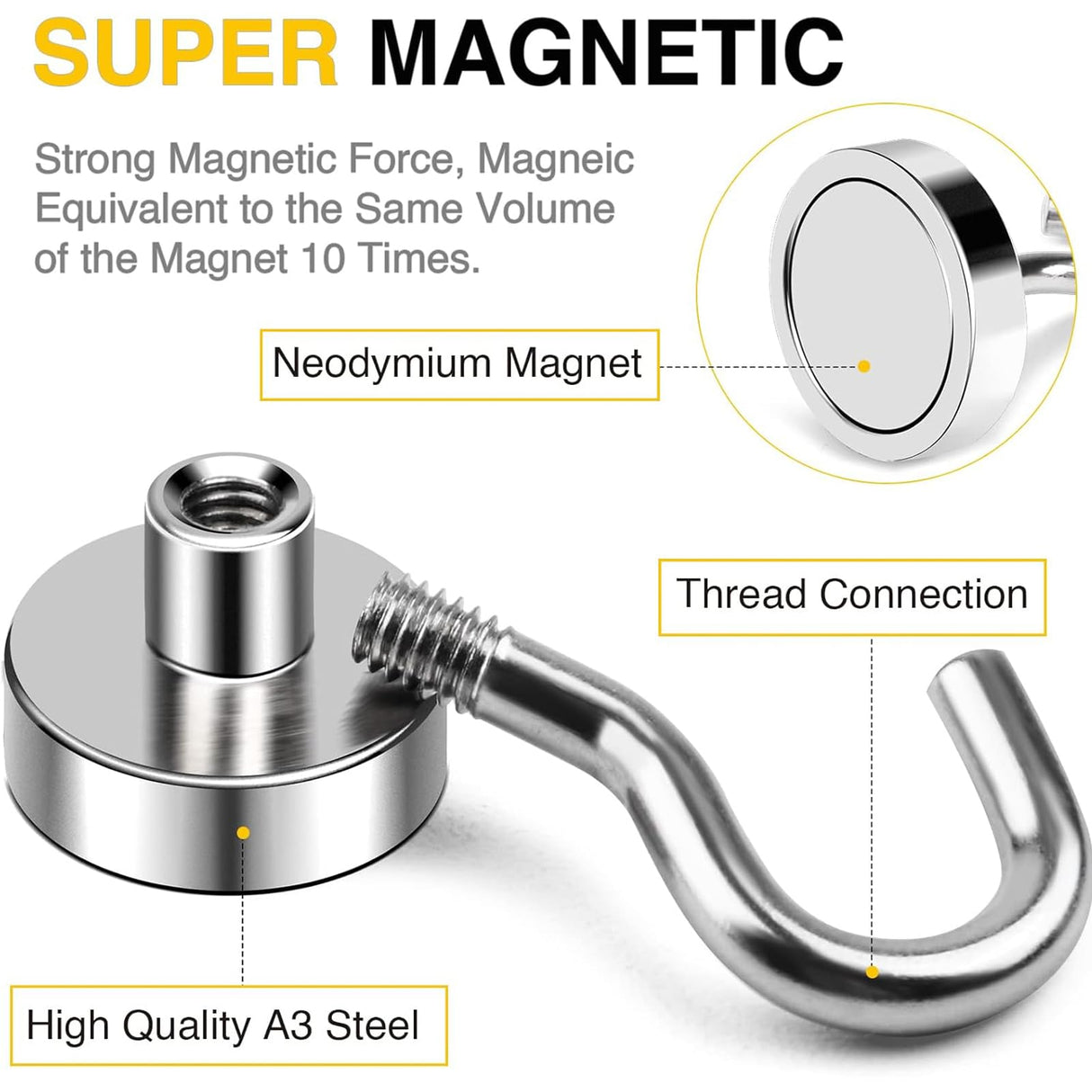 DIYMAG Magnetic Hooks, 30lbs+ Magnet Hook 2025 Cruise Cabin Ship Essentials Heavy Duty Strong Magnets Refrigerator Fridge Hanging for Classroom Beach Vacation Kitchen Grills Home 20 Pack (Silver) DIYMAG