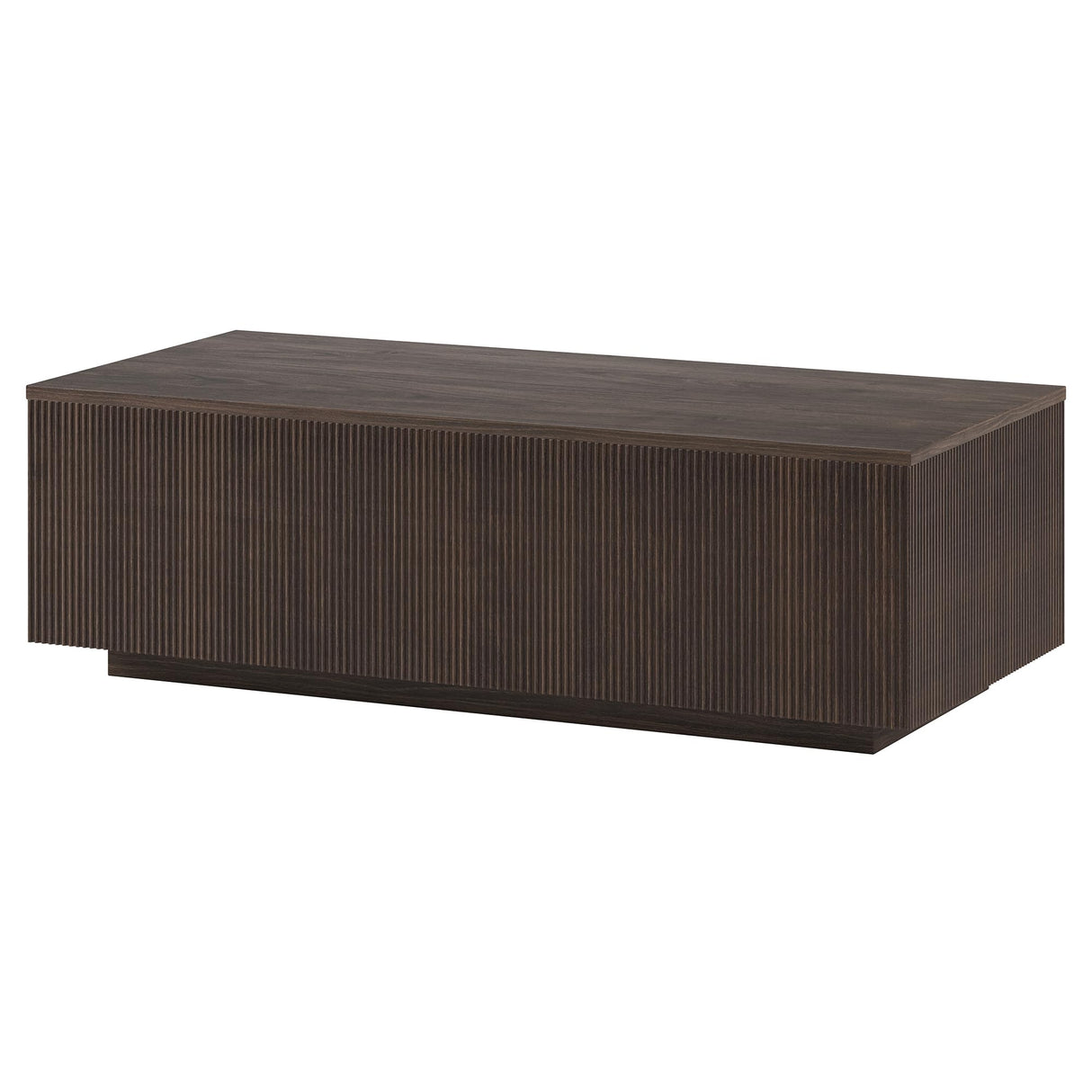 Henn&Hart 48" Fluted Rectangular Low-Profile Coffee Table for Living Room, Family Room, or Office, Alder Brown Henn&Hart