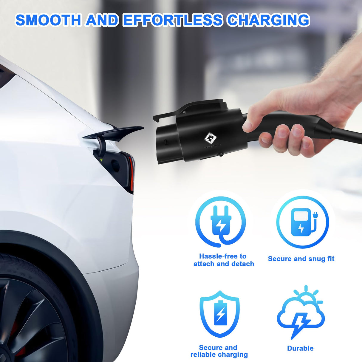 EVCUBNB Tesla to J1772 Adapter, for All J1772 EV, 80A 250V Max, Portable and Outdoor EV Adapter, for Tesla High Powered Connectors, Destination Charger, Mobile Charger, Wall Charger, (Black) EVCUBNB