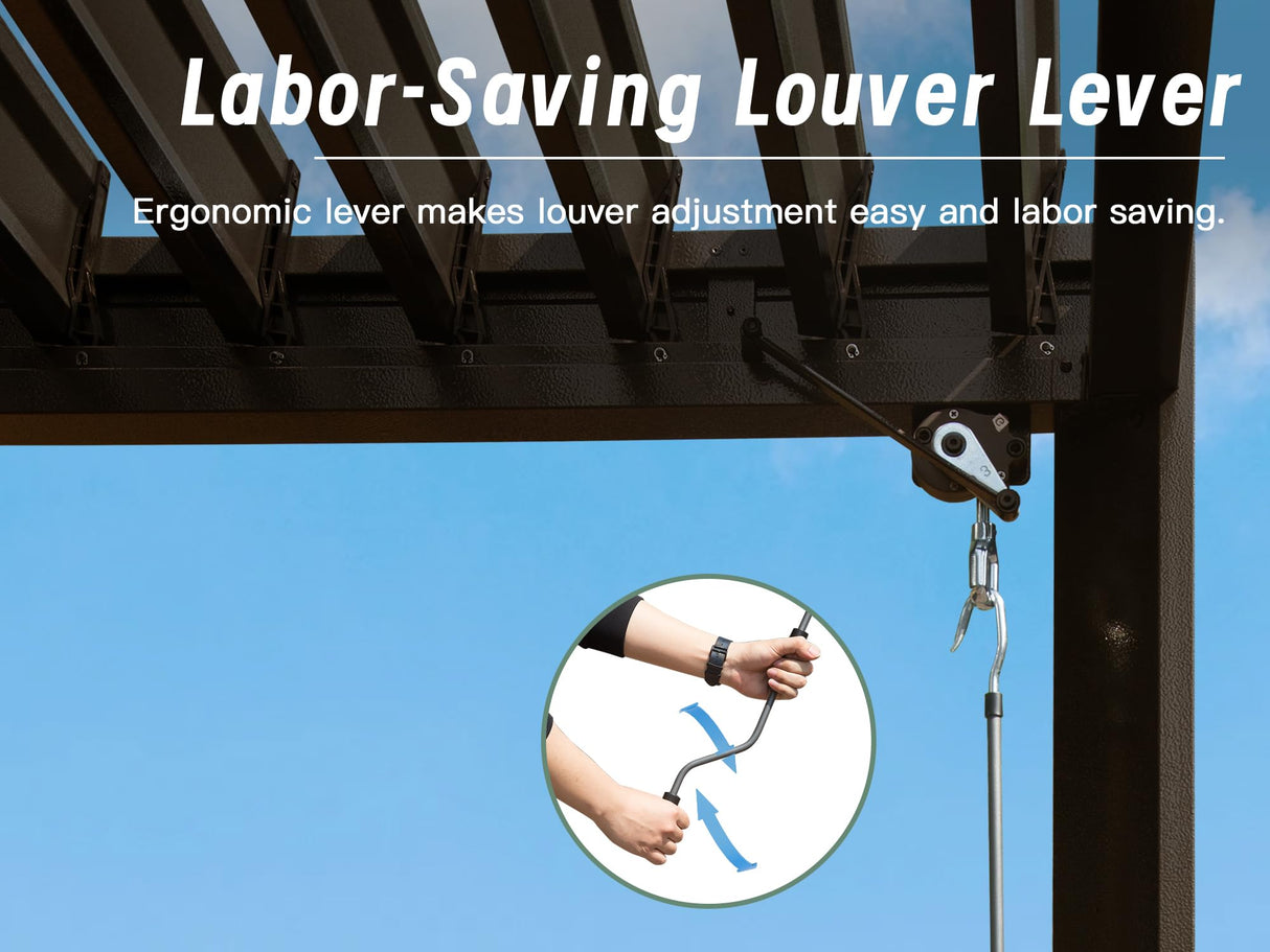 Domi Louvered Pergola 10X16FT, Aluminum Pergola with Adjustable Roof, Aluminum Frame, Efficient Drainage System, Outdoor Pergola for Patio, Deck, Garden, Brown domi outdoor living