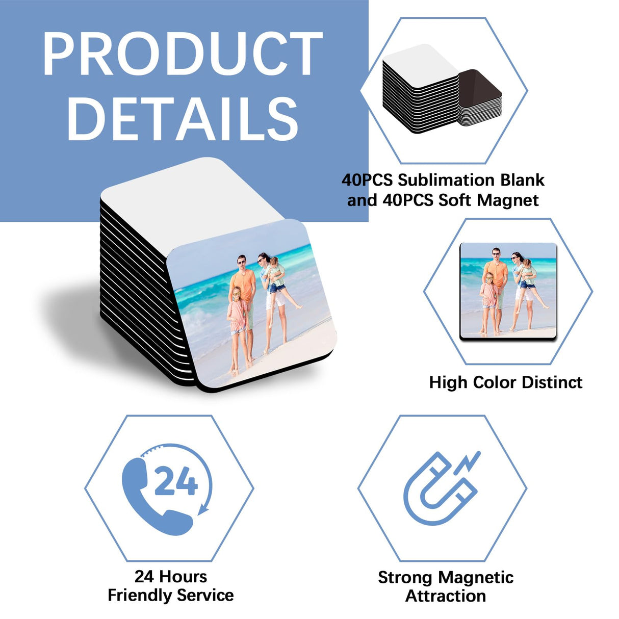 80PCS Sublimation Magnet Blanks 3x3 Bulk Square Produnts 40 Pcs Sublimation Blanks and 40Pcs Soft Magnetic for Kitchen Personalized Sublimation Refrigerator Fridge Magnets Blank Set for DIY Craft LaiHiulaan
