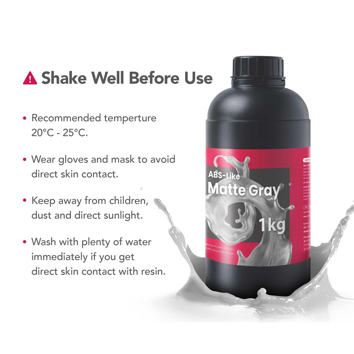 Phrozen 3D Printer ABS-Like Matte Gray Resin,405nm DLP LCD UV-Curing Photopolymer Resin for General Modeling and Prototyping, High Precision Printing, Low Odor, Non-Brittle (1kg) phrozen