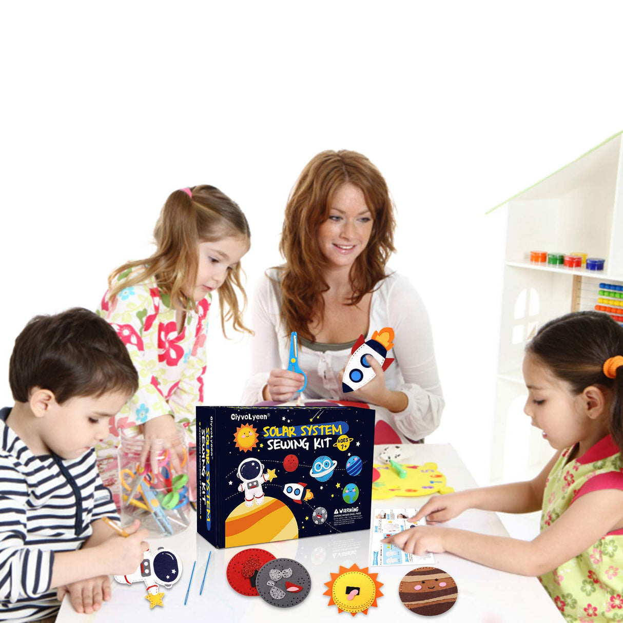 CiyvoLyeen Space Sewing Kit for Kids Solar System DIY Activity Kids Felt Craft Supplies for 7 8 9 10 11 12 Girls and Boys Educational Beginners Sewing Set of 11 CiyvoLyeen
