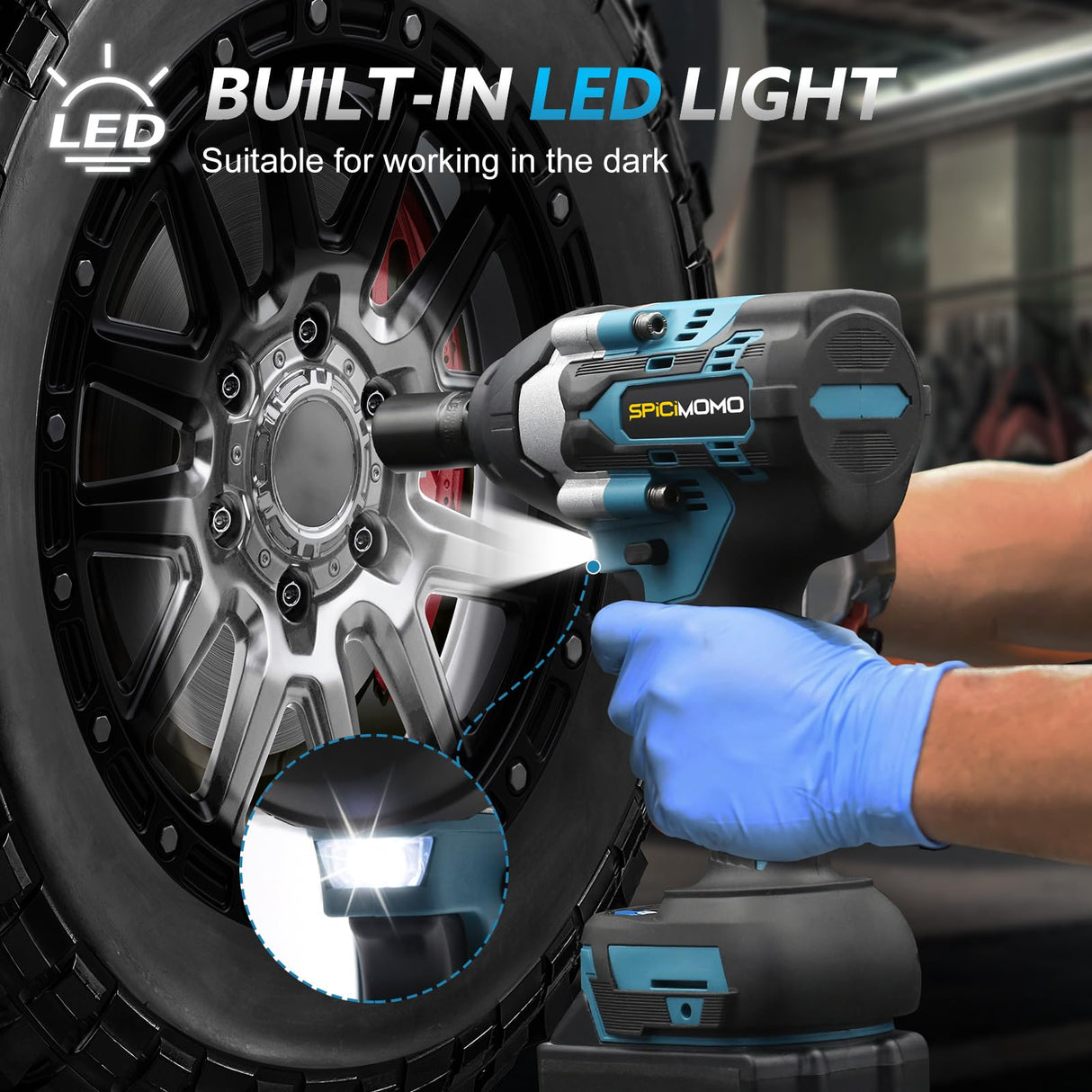 SPICIMOMO Cordless Impact Wrench 1/2 Inch for Car, 20V Brushless Power Impact Gun 600N.m(443Ft-lbs) with 2 Packs 4.0Ah Batteries, High Torque Electric Impact Driver for Mechanic, Mechanical Engineer SPICIMOMO