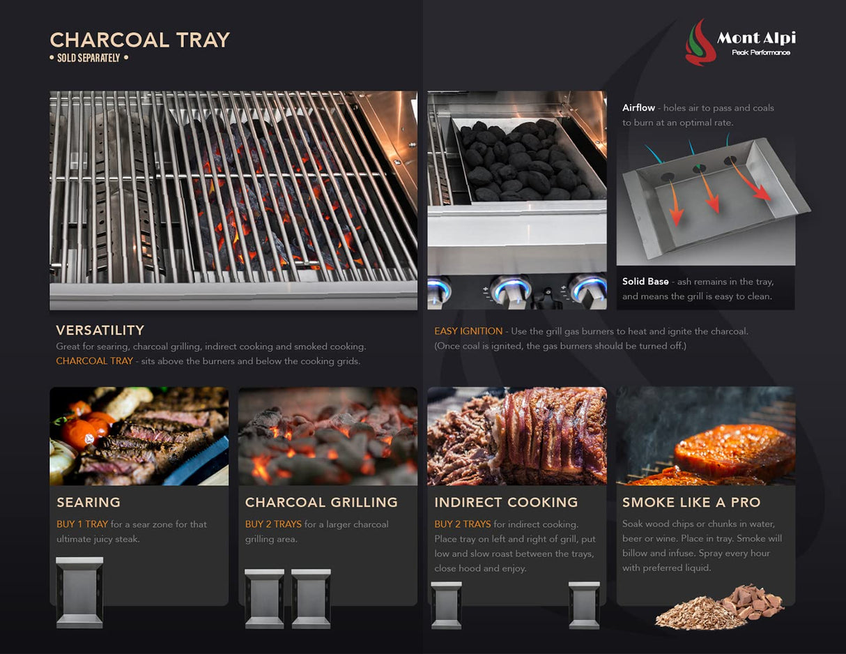 Mont Alpi MAi805-D90 44-inch 6-Burner 115000 BTU 90 Degree Corner Deluxe Stainless Steel Gas Outdoor Kitchen Barbecue Island Grill + Infrared Side Burner + Granite Countertops + Storage Drawers Mont Alpi