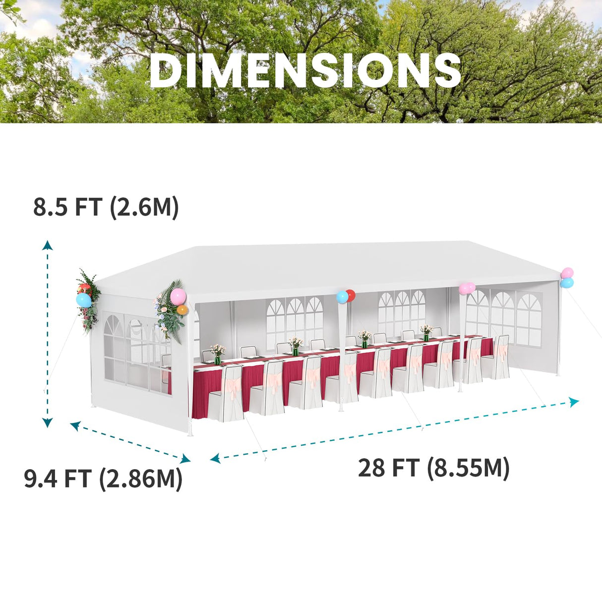 10’ x 30’ Party Tent Portable Outdoor Canopy Tent Sturdy Pop Up Gazebo with 5 Removable Walls Easy Assembly Outdoor Tents for Parties Wedding Event Backyard Patio, White PayLessHere