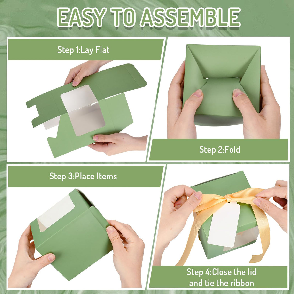 Whaline 24Pcs Sage Green Mug Gift Boxes with Tag Ribbon Sublimation Mug Boxes with Window Paper Gift Packaging Box for Blanks 11oz, 12oz, 15oz Mugs Whaline