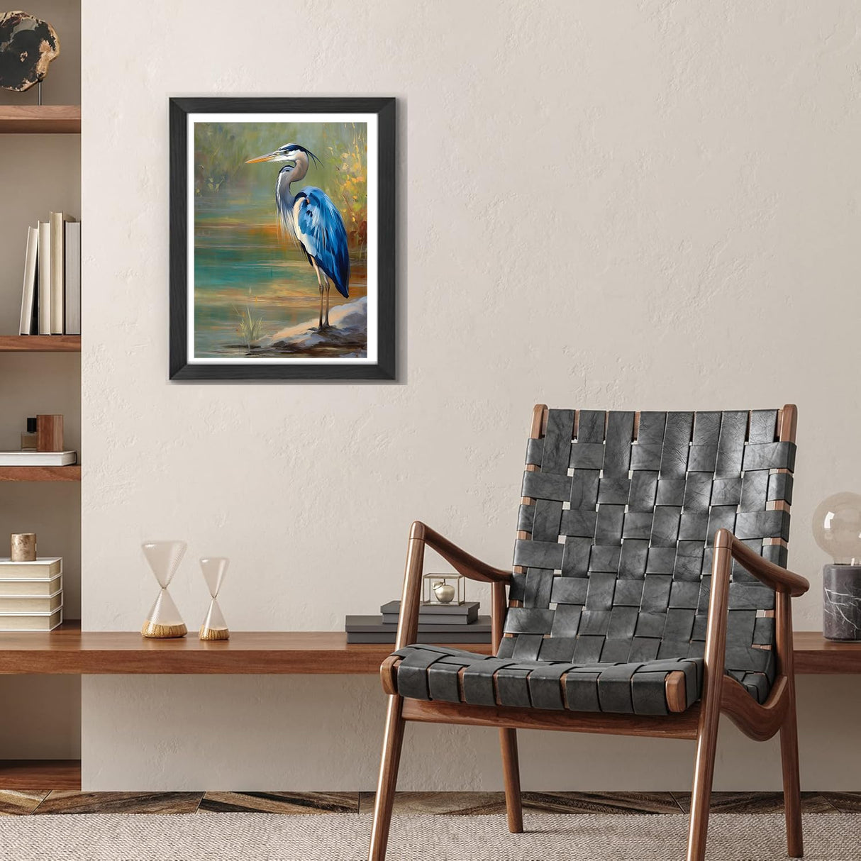 CDYCNXZ Blue Heron Diamond Art Kit for Adults, Nature Wildlife Animal Diamond Painting for Beginners, Bird Round Gemstone Artwork Home Wall Decoration 12x16 inch CDYCNXZ