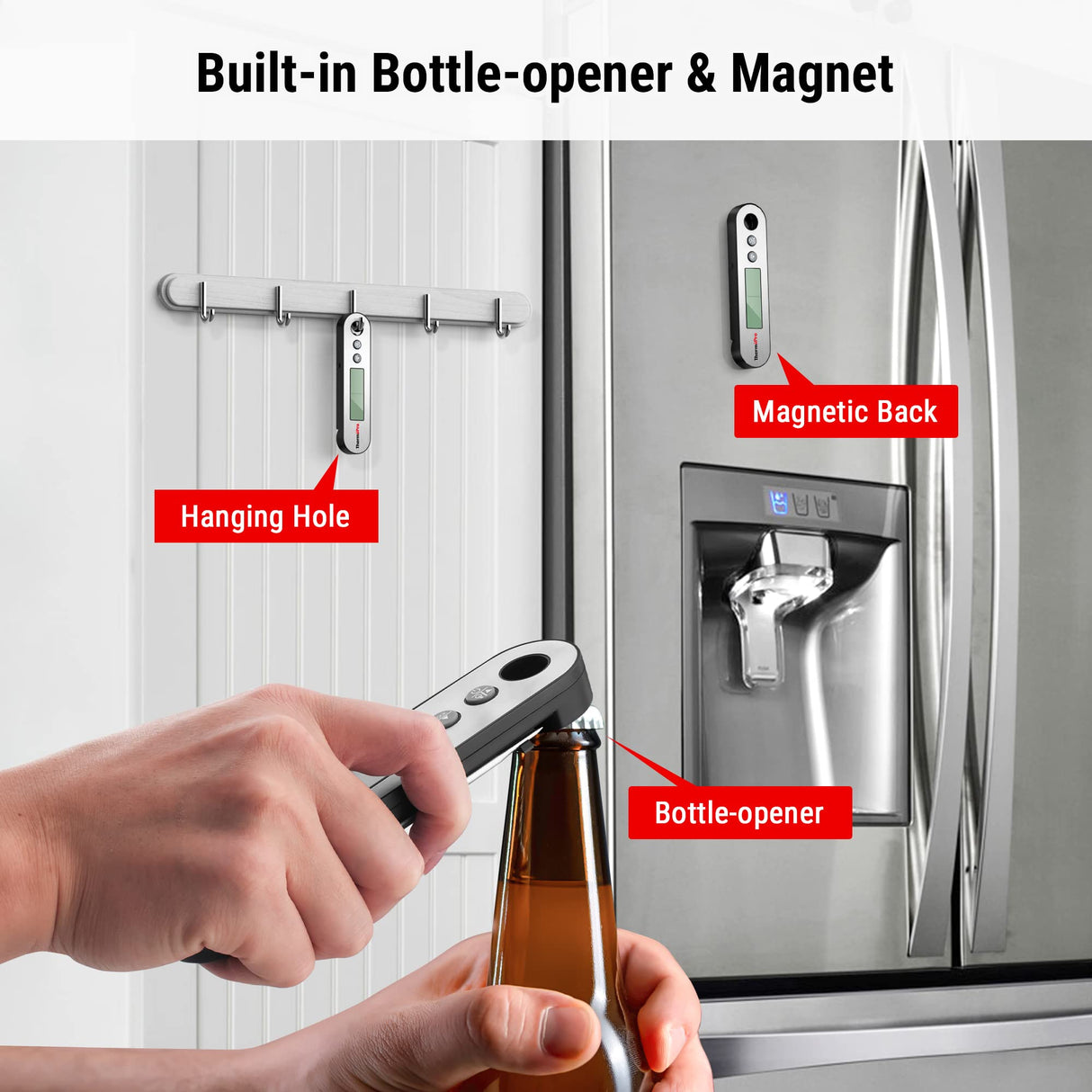 ThermoPro TP610 Digital Meat Thermometer for Cooking, Rechargeable Instant Read Food Thermometer with Rotating LCD Screen, Waterproof Cooking Thermometer with Alarm for Grilling, Smoker, BBQ, Oven ThermoPro