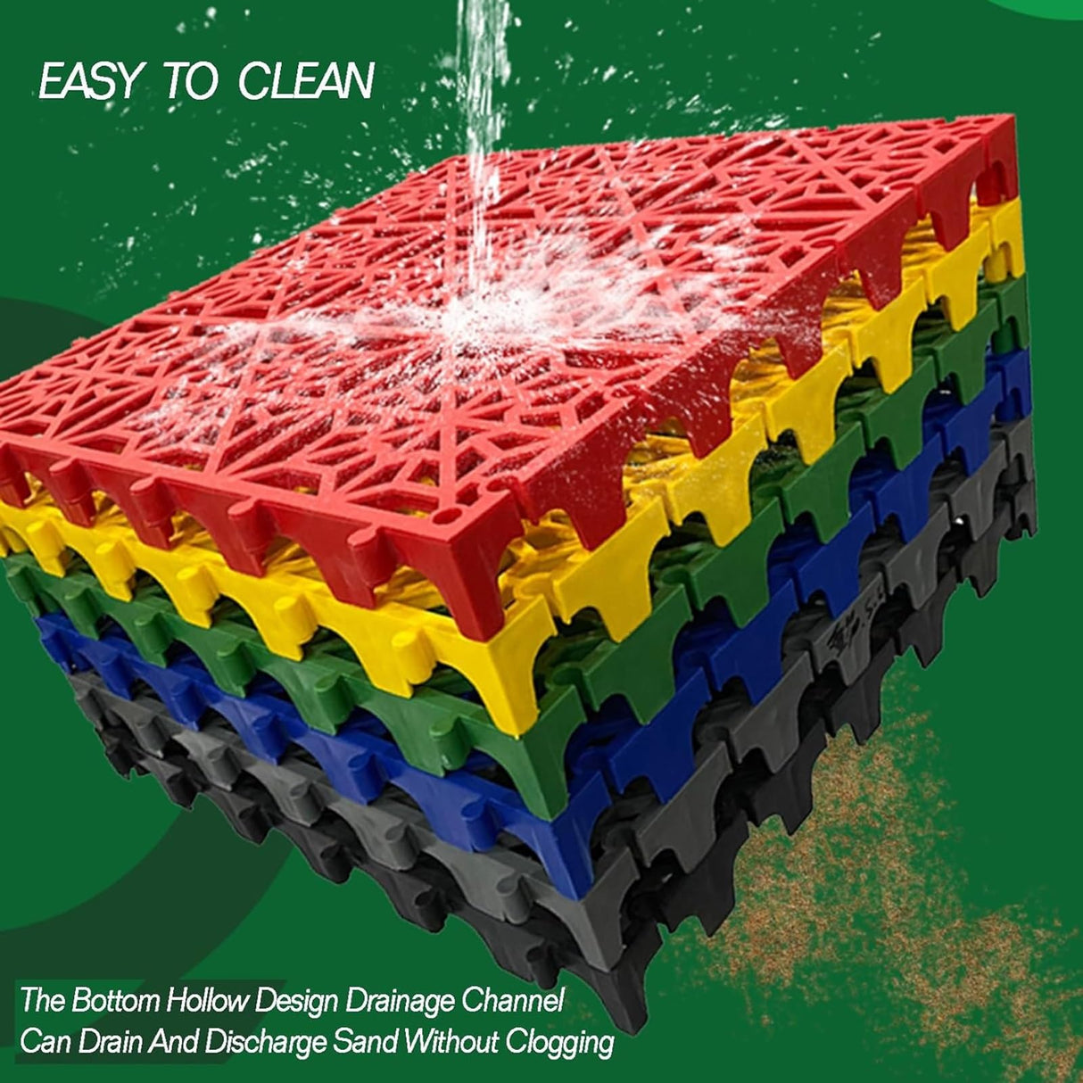 Interlocking Grille Floor Tiles with Drain Holes, 15.7x15.7in Garage Floor Tiles Interlocking Outdoor Car Wash Non Slip Splicing Mats for Patio, Pool, Balcony, Yard(40x40x3cm-4pcs) YIQIFLY