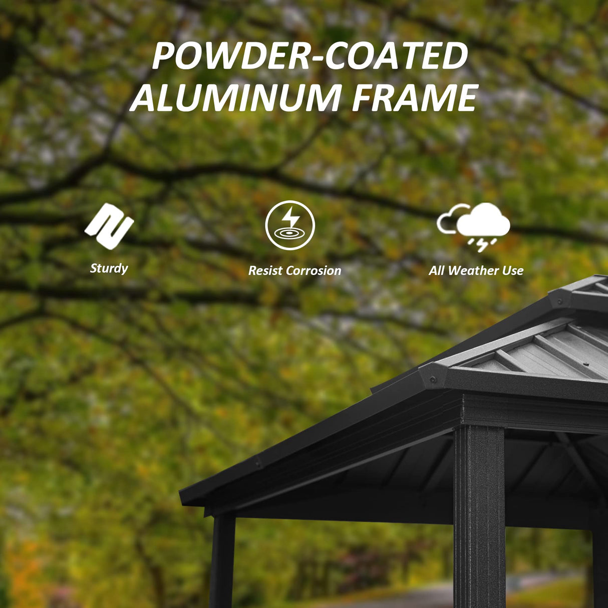 Domi Grill Gazebo 8' × 6', Outdoor Aluminum Frame BBQ Gazebo with Shelves Serving Tables and Hooks, Permanent Double Roof Gazebos for Patio Lawn Deck Garden (Dark Grey) domi outdoor living