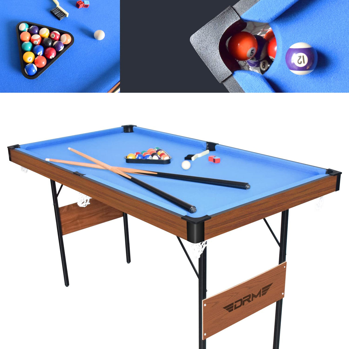 DRM 55Inch Multi Function 3 in 1 Combo Game Table, Folding Pool Table/Billiard Table, Hockey Table, Table Tennis Table with ALL Accessories DRM