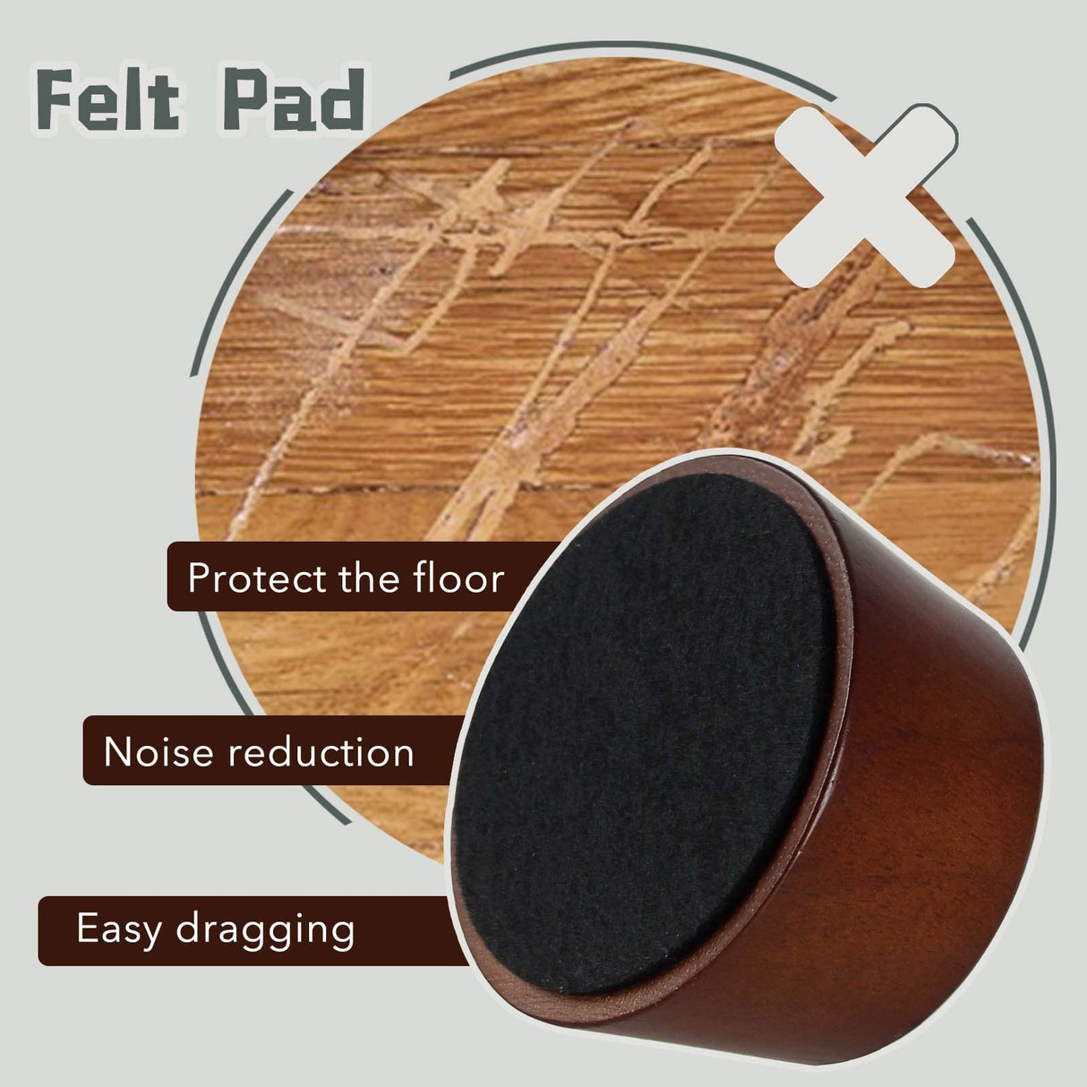 KOIKEY Furniture Raisers Bed Risers - 2 Inch Wooden Circle Heavy Duty Furniture Height Extenders Lifts for Sofa Couch Desk Chair Table Base Raising Space, Convenient Store and Cleaning, Pack of 4 KOIKEY