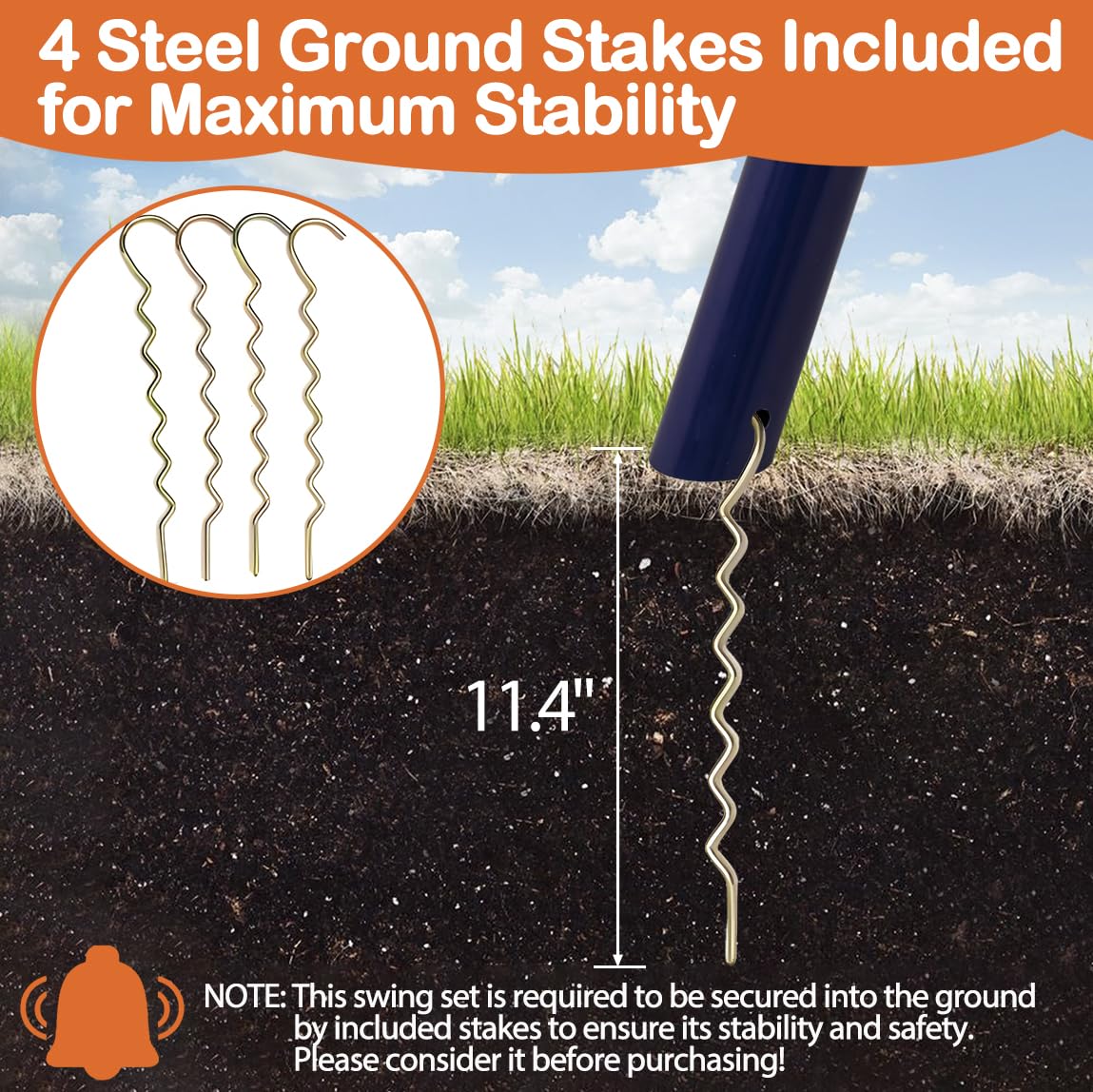 SUPER DEAL Outdoor Swing Set for Kids, Metal Playset with Adjustable Swings, Climbing Ladder and Nets, Swing Glider, Basketball Hoop for Backyard Playground, Heavy Duty 6 in 1 SUPER DEAL