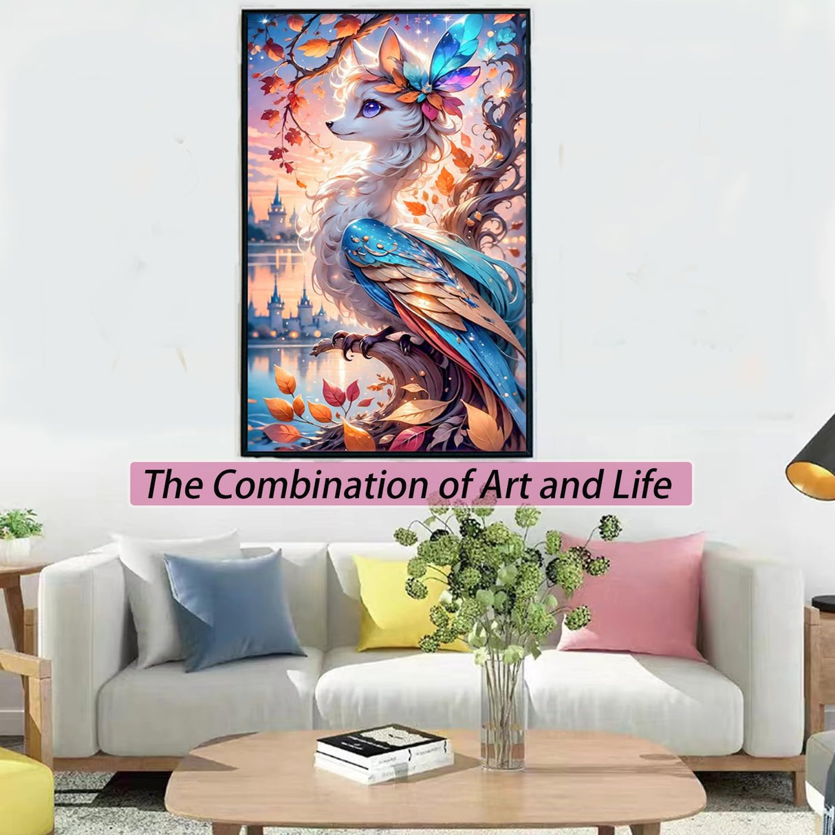 Liccyy 40 * 70CM 5D Diamond Art Painting Kits for Adults Teen Starters with Tools,DIY Full Crystal Drill Bead Art Paints by Numbers for Home Wall Decoration Gift,Phoenix Round Gems Liccyy