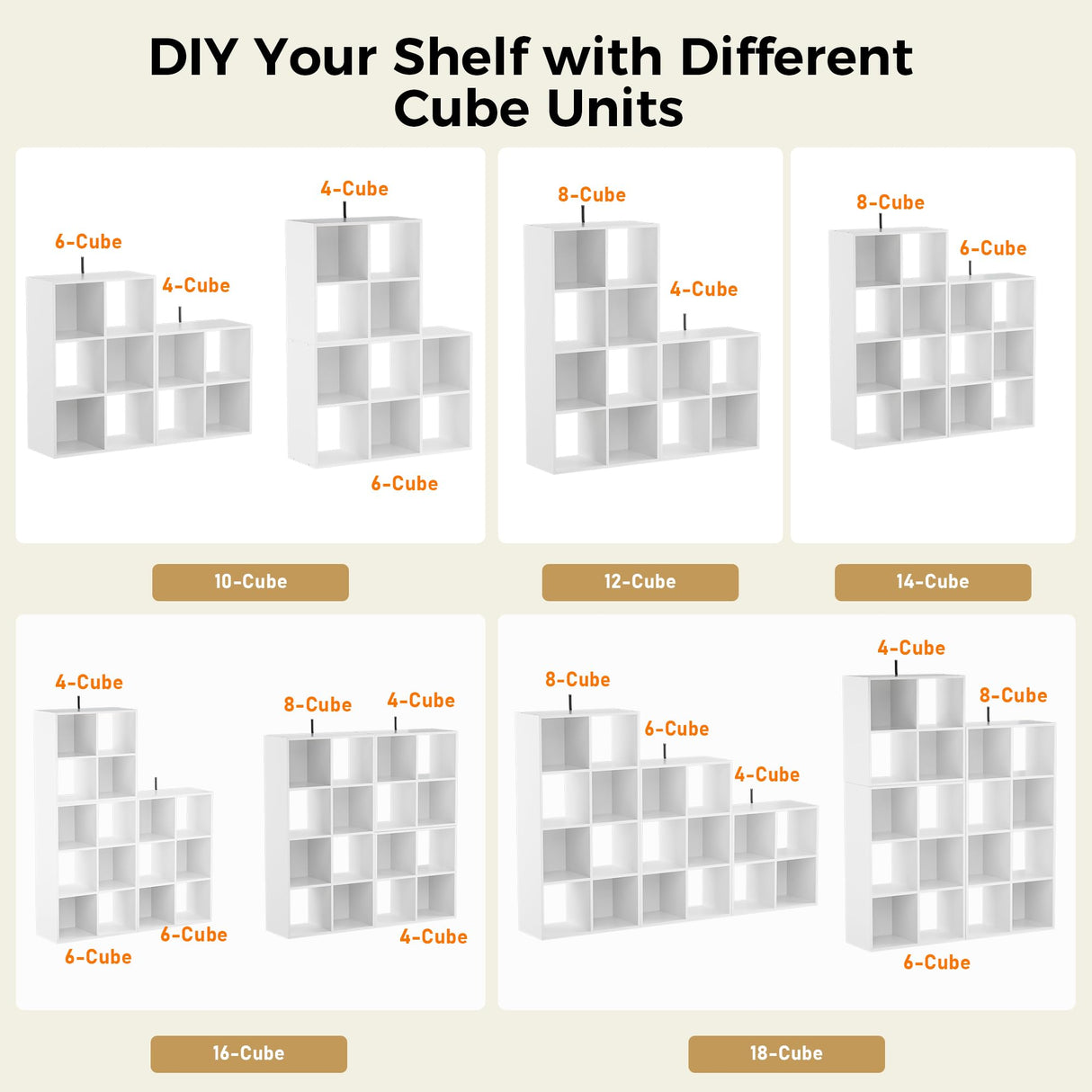 COMHOMA 8 Wood Cube Storage Organizer with Open Back and Removable Back Panels, 11In White Cube Storage Bookshelf, Cubicle Shelf Bookcase for Home Office Bedroom Living Room, Vertical or Horizontal COMHOMA