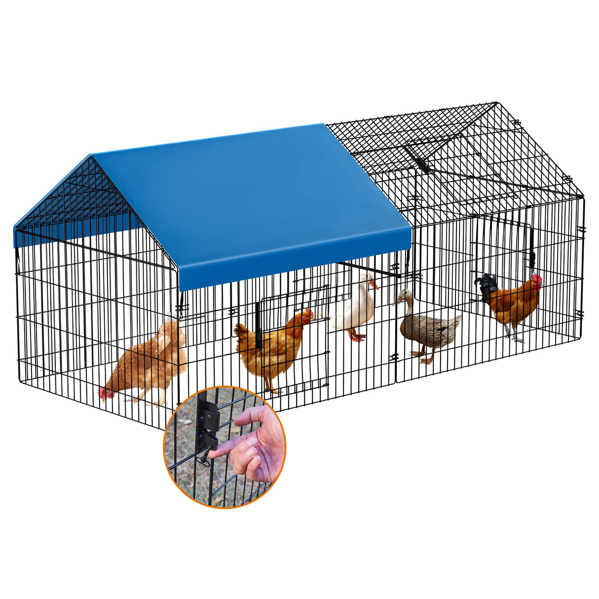 INJOPEXI Metal Chicken Coop 86"×40"×39" Chicken Runs for Yard with Cover Chicken Playpen Enclosure Chicken Pen Kennel Duck CoopCage for Outdoor Backyard Farm Rabbit Small Animal Dog Poultry Cat Hutch INJOPEXI