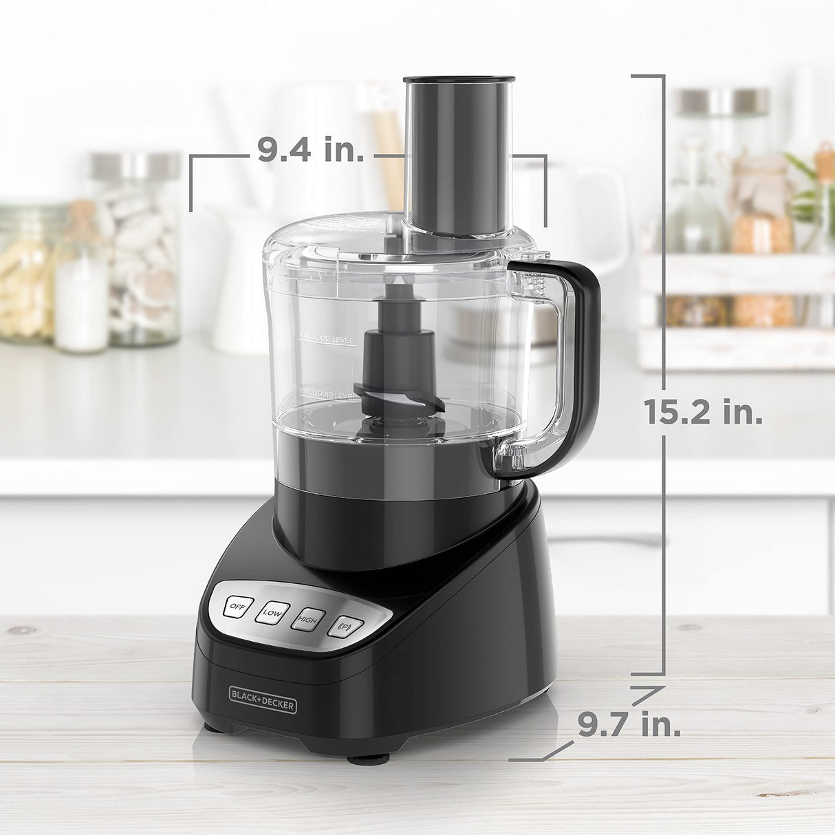 BLACK+DECKER Food Processor and Vegetable Chopper, Stainless Steel Blade, 8-Cup Capacity, 450W Power with Attachments to Grate, Shred, Slice, Mince, Grind, and Puree BLACK+DECKER