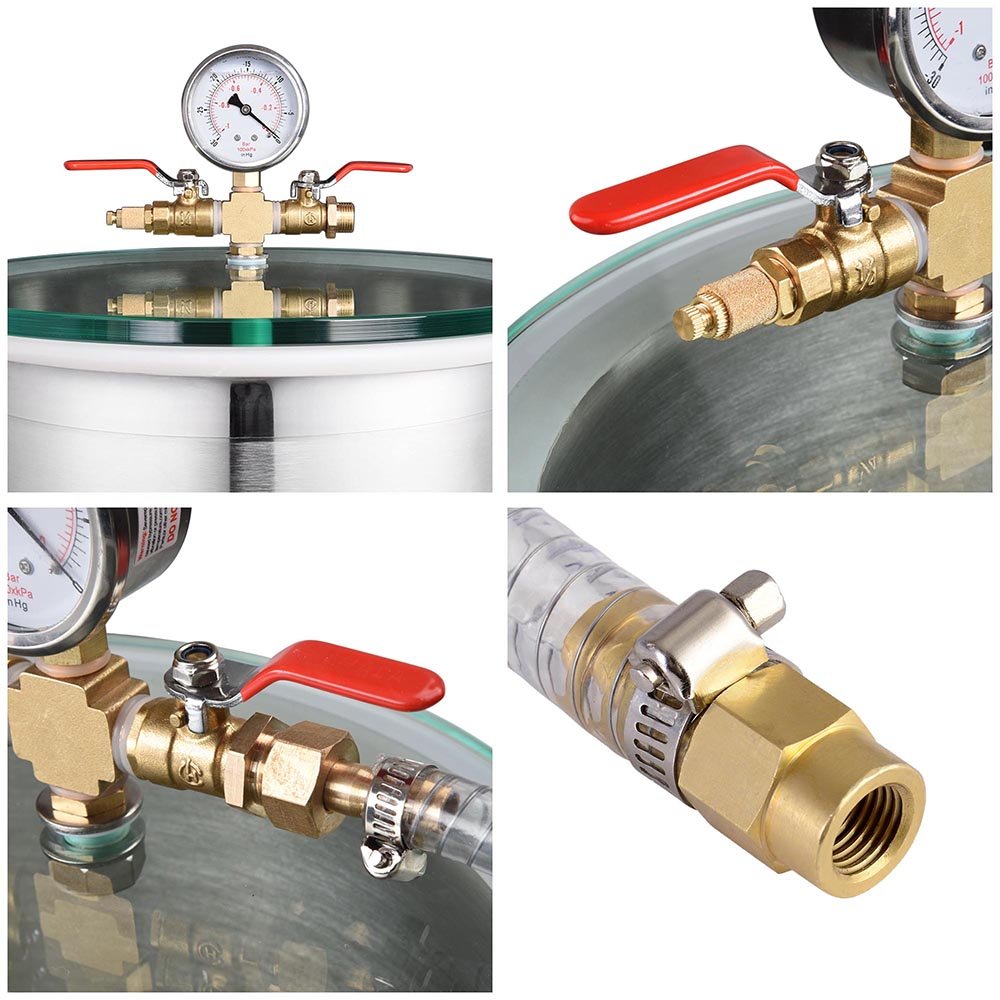 Yescom 3 Gallon Stainless Steel Vacuum Chamber Tempered Glass Lid kit for Essential Oils Silicone Mold Defoaming DIY Yescom