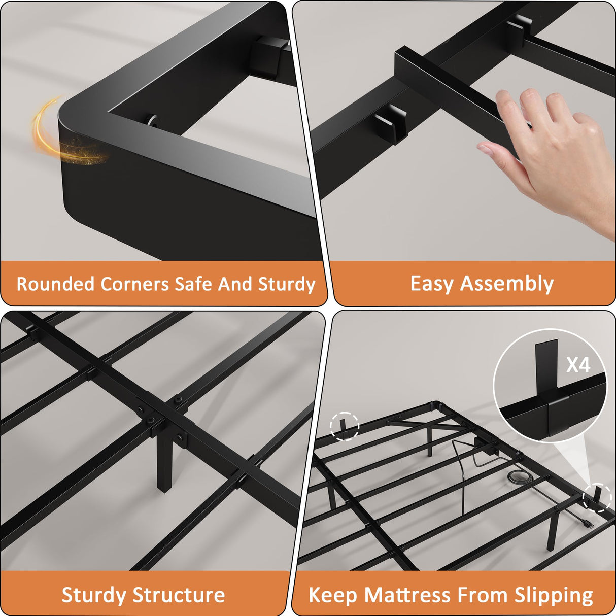 Gadroad Floating Bed Frame Queen Size with LED Lights & Charging Station, Platform Bed with Metal Slats Support, Heavy Duty Mattress Foundation/No Box Spring Needed/Noise Free/Easy Assembly (Queen) Gadroad