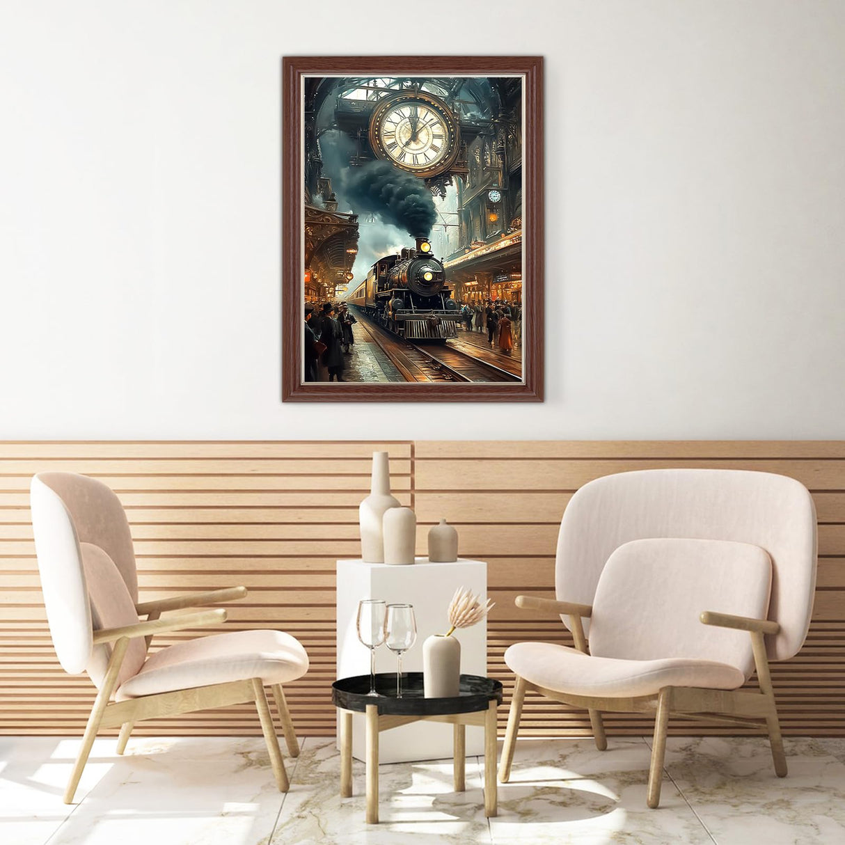 Lxmsja Train Station Diamond Art Kits for Adults, Clock DIY Full Drill Diamond Painting Kits for Beginners, 5D Gem Art Crafts for Adults, Home Wall Decor 12x16 inch Lxmsja