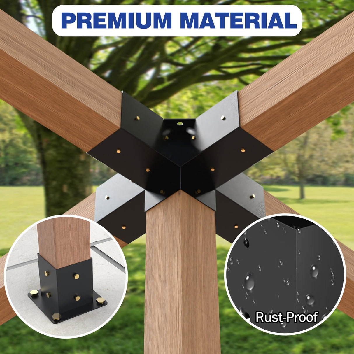 Pergola Kit, 5 Way Pergola Bracket Set, Powder-Coated Pergola Brackets 4" x 4" (Actual: 3.5x3.5 Inch), Pergola Hardware for Outdoor Wood Pergolas, Gazebo, Sheds (2 pcs) TOCRETOARE