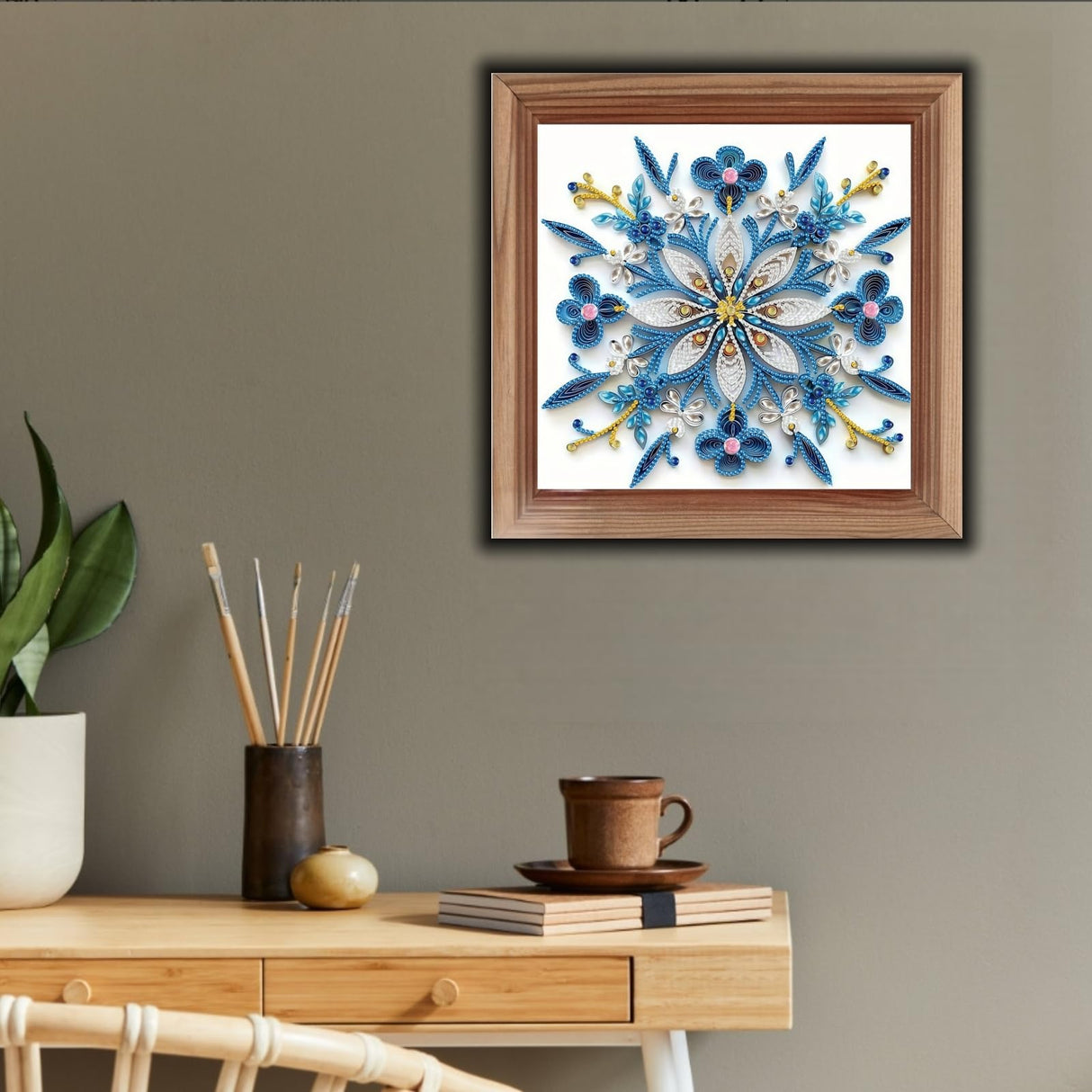 BYGFHLYW 5D Crystal Art Diamond Painting Kits for Adults, Elegant Blue Mandala Flower Diamond Art Kits for Adults Beginner, DIY Diamonds Dot Gem Painting for Home Wall Decor 11.8x11.8inch BYGFHLYW