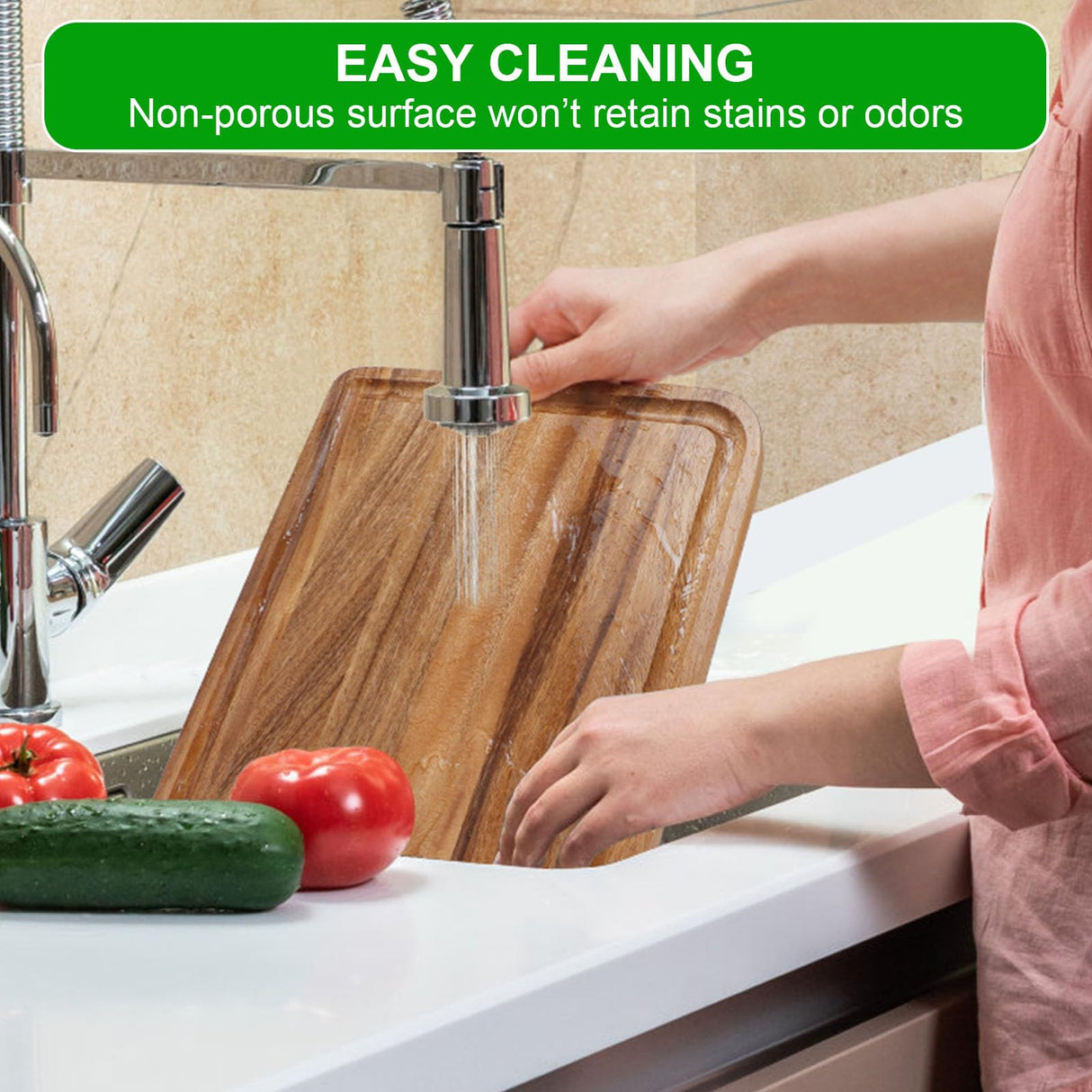 Acacia Wood Cutting Board for Kitchen - Caperci Organic Wooden Chopping Serving Board with Deep Juice Groove for Meat (Butcher Block) Veggies, Fruit and Cheese, 17 x 12" Caperci