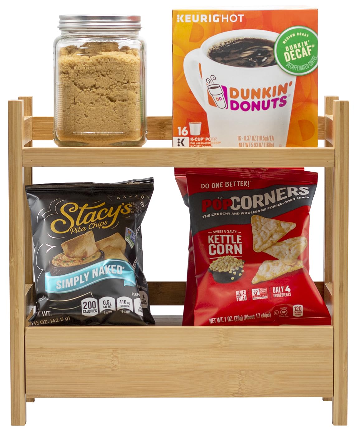 Sorbus 2-Tier Bamboo Countertop Shelf with Hidden Drawer - Makeup Organizer - Multi-Purpose Storage for Skincare, Toiletries, Desktop - Display Stand Shelf for Bathroom Vanity Counter, Kitchen, Office Sorbus