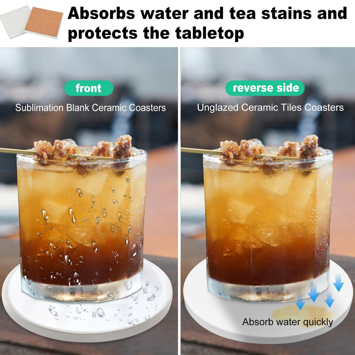 40 Pieces 4 Inch Sublimation Blank Ceramic Coasters, Glazed Ceramic Coasters, Ceramic Round Coasters with Cork Backing Pads for Painting, DIY Crafts, Sublimation, Circular, White. by GNIEMCKIN GNIEMCKIN