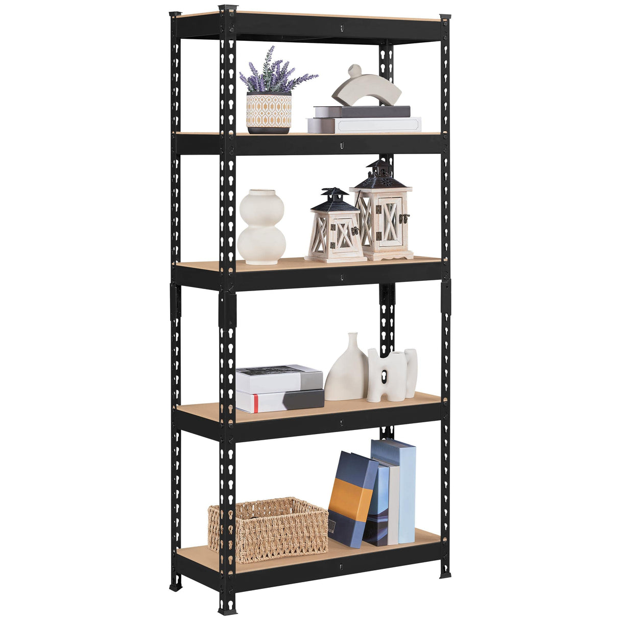 Yaheetech Storage Shelves 5 Tier Garage Shelving Heavy Duty Garage Shelves Adjustable Metal Shelving Unit Utility Rack Industrial Shelving for Warehouse Pantry Closet, 27.5"W x 12"D x 60"H, Black Yaheetech