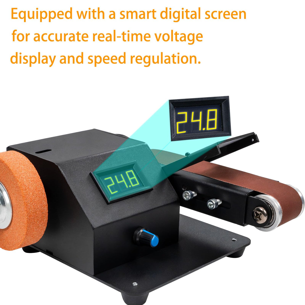 YZCHAIN Mini Belt Sander with 10 Abrasive Belts, Angle Adjustable Bench Belt Grinder, Variable Speed Control & Digital Display, 350W Power Sander for Woodworking Metal, G6M-ZJL-ONR648 YZCHAIN